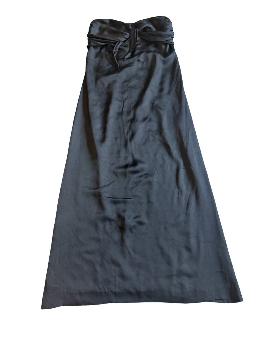 Halston Heritage Sarong Knot Black Dress 100% Silk Strapless Maxi Size 10 NWT